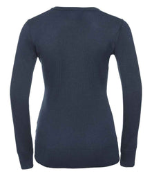Russell Athletic Collection Ladies Cotton Acrylic V Neck Sweater 710F - 710F French Navy Back