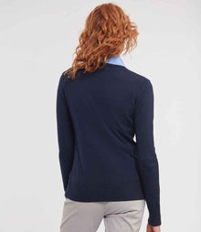 Russell Athletic Collection Ladies Cotton Acrylic V Neck Sweater 710F - 710F French Navy Model
