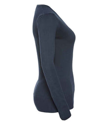 Russell Athletic Collection Ladies Cotton Acrylic V Neck Sweater 710F - 710F French Navy Side