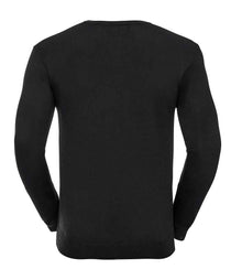 Russell Athletic Collection Cotton Acrylic V Neck Sweater 710M - 710M Black Back