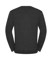 Russell Athletic Collection Cotton Acrylic V Neck Sweater 710M - 710M Charcoal Marl Back