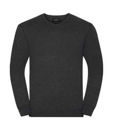 Russell Athletic Collection Cotton Acrylic V Neck Sweater 710M - Charcoal Marl