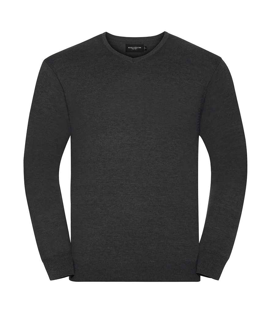 Russell Athletic Collection Cotton Acrylic V Neck Sweater 710M - Charcoal Marl