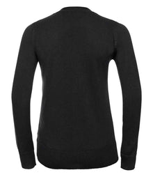 Russell Athletic Collection Ladies Cotton Acrylic V Neck Cardigan 715F - 715F Black Back
