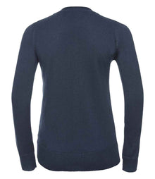 Russell Athletic Collection Ladies Cotton Acrylic V Neck Cardigan 715F - 715F French Navy Back