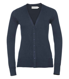 Russell Athletic Collection Ladies Cotton Acrylic V Neck Cardigan 715F - French Navy
