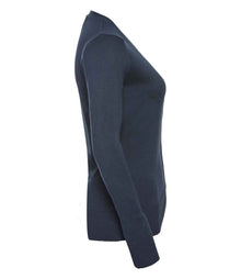 Russell Athletic Collection Ladies Cotton Acrylic V Neck Cardigan 715F - 715F French Navy Side