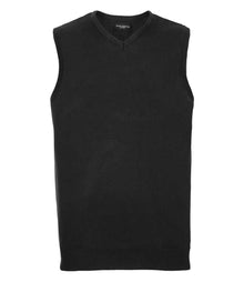 Russell Athletic Collection Sleeveless Cotton Acrylic V Neck Sweater 716M - Black