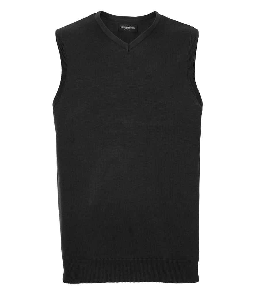 Russell Athletic Collection Sleeveless Cotton Acrylic V Neck Sweater 716M - Black