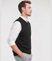 Russell Athletic Collection Sleeveless Cotton Acrylic V Neck Sweater 716M - 716M Black Model