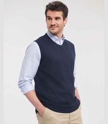 Russell Athletic Collection Sleeveless Cotton Acrylic V Neck Sweater 716M - 716M French Navy Model