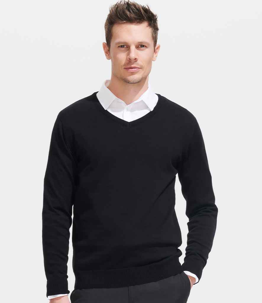 SOL'S Galaxy Cotton Acrylic V Neck Sweater 90000 - 90000 Black Model