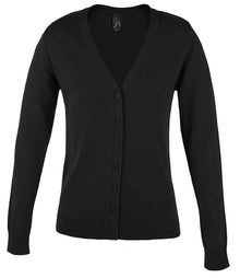 SOL'S Ladies Golden Cotton Acrylic V Neck Cardigan 90012 - Black