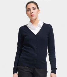 SOL'S Ladies Golden Cotton Acrylic V Neck Cardigan 90012 - 90012 Navy Model