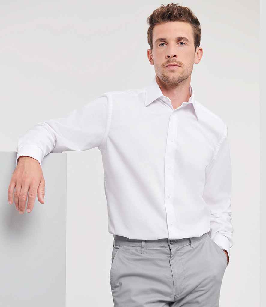 Russell Athletic Collection Long Sleeve Tailored Oxford Shirt 922M - 922M White Model