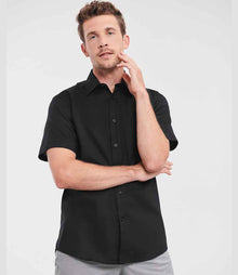 Russell Athletic Collection Short Sleeve Tailored Oxford Shirt 923M - 923M Black Model
