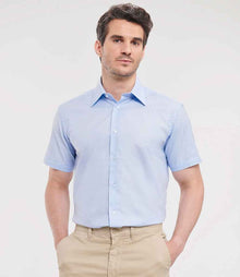 Russell Athletic Collection Short Sleeve Tailored Oxford Shirt 923M - 923M Oxford Blue Model