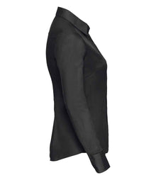Russell Athletic Collection Ladies Long Sleeve Fitted Poplin Shirt 924F - 924F Black Side