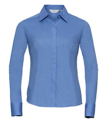 Russell Athletic Collection Ladies Long Sleeve Fitted Poplin Shirt 924F - Corporate Blue