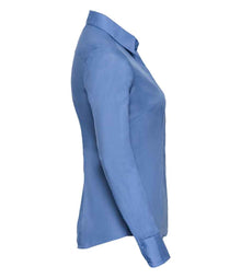 Russell Athletic Collection Ladies Long Sleeve Fitted Poplin Shirt 924F - 924F Corporate Blue Side