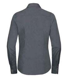 Russell Athletic Collection Ladies Long Sleeve Fitted Poplin Shirt 924F - 924F Convoy Grey Back