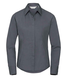 Russell Athletic Collection Ladies Long Sleeve Fitted Poplin Shirt 924F - Convoy Grey