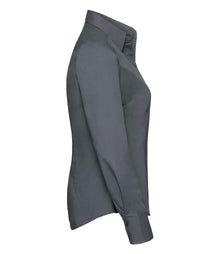 Russell Athletic Collection Ladies Long Sleeve Fitted Poplin Shirt 924F - 924F Convoy Grey Side