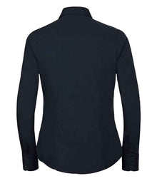 Russell Athletic Collection Ladies Long Sleeve Fitted Poplin Shirt 924F - 924F French Navy Back