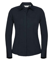 Russell Athletic Collection Ladies Long Sleeve Fitted Poplin Shirt 924F - French Navy