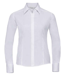 Russell Athletic Collection Ladies Long Sleeve Fitted Poplin Shirt 924F - White