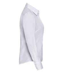 Russell Athletic Collection Ladies Long Sleeve Fitted Poplin Shirt 924F - 924F White Side