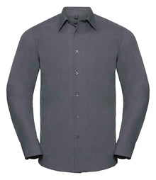 Russell Athletic Collection Long Sleeve Tailored Poplin Shirt 924M - Convoy Grey