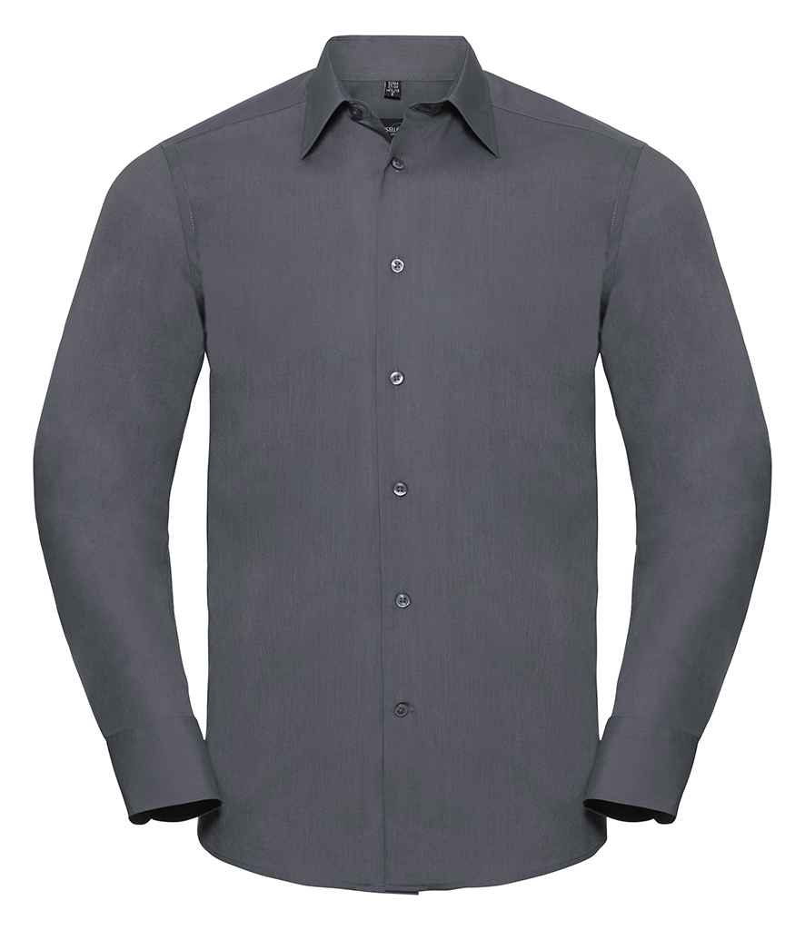 Russell Athletic Collection Long Sleeve Tailored Poplin Shirt 924M - Convoy Grey