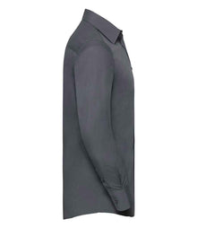 Russell Athletic Collection Long Sleeve Tailored Poplin Shirt 924M - 924M Convoy Grey Side