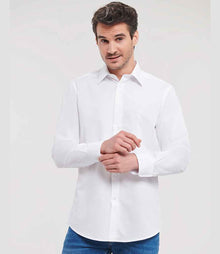 Russell Athletic Collection Long Sleeve Tailored Poplin Shirt 924M - 924M White Model