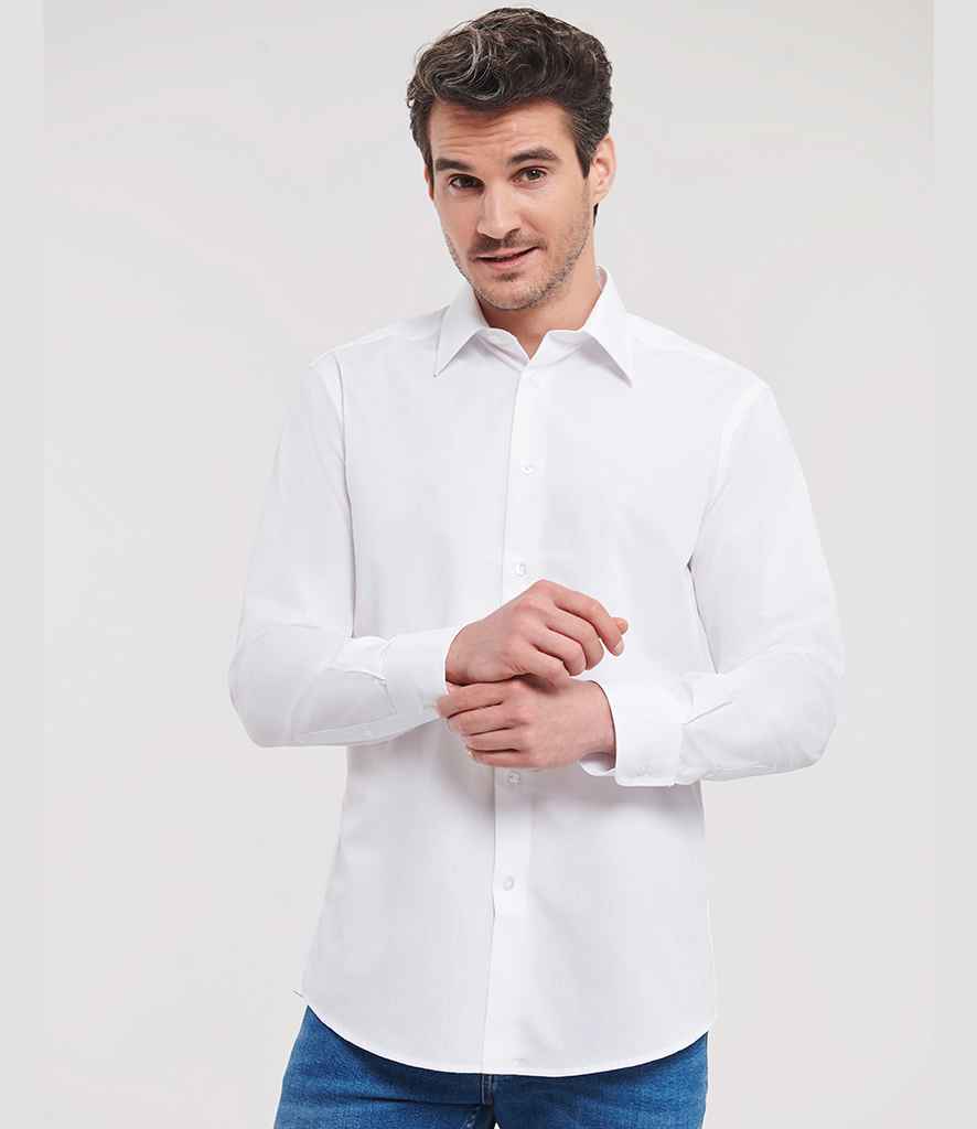Russell Athletic Collection Long Sleeve Tailored Poplin Shirt 924M - 924M White Model