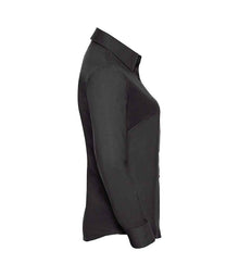 Russell Athletic Collection Ladies Long Sleeve Easy Care Oxford Shirt 932F - 932F Black Side