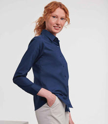 Russell Athletic Collection Ladies Long Sleeve Easy Care Oxford Shirt 932F - 932F Bright Navy Model