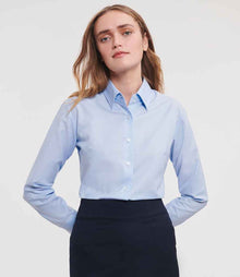 Russell Athletic Collection Ladies Long Sleeve Easy Care Oxford Shirt 932F - 932F Oxford Blue Model