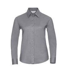 Russell Athletic Collection Ladies Long Sleeve Easy Care Oxford Shirt 932F - Silver