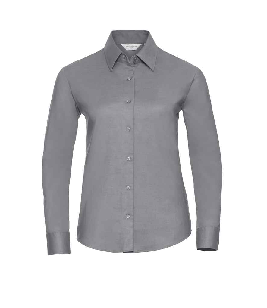 Russell Athletic Collection Ladies Long Sleeve Easy Care Oxford Shirt 932F - Silver