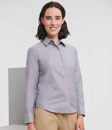 Russell Athletic Collection Ladies Long Sleeve Easy Care Oxford Shirt 932F - 932F Silver Model