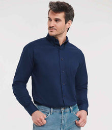 Russell Athletic Collection Long Sleeve Easy Care Oxford Shirt 932M - 932M Bright Navy Model