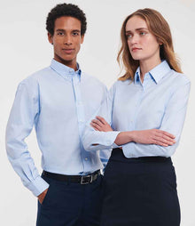 Russell Athletic Collection Long Sleeve Easy Care Oxford Shirt 932M - 932M Oxford Blue Model