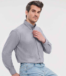 Russell Athletic Collection Long Sleeve Easy Care Oxford Shirt 932M - 932M Silver Model