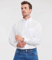 Russell Athletic Collection Long Sleeve Easy Care Oxford Shirt 932M - 932M White Model
