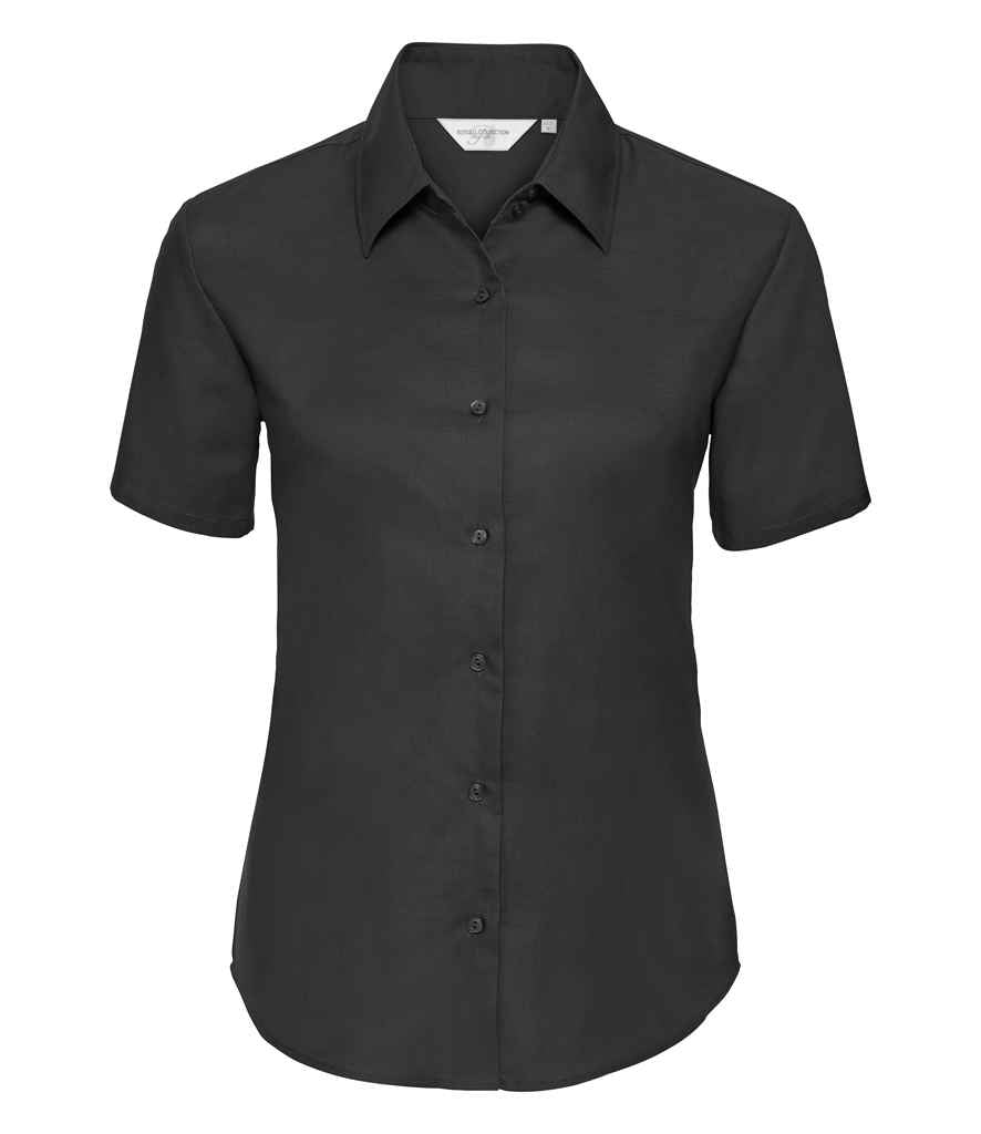Russell Athletic Collection Ladies Short Sleeve Easy Care Oxford Shirt 933F - Black