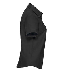 Russell Athletic Collection Ladies Short Sleeve Easy Care Oxford Shirt 933F - 933F Black Side