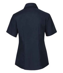 Russell Athletic Collection Ladies Short Sleeve Easy Care Oxford Shirt 933F - 933F Bright Navy Back