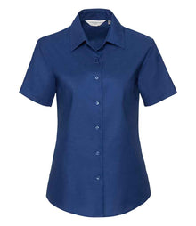 Russell Athletic Collection Ladies Short Sleeve Easy Care Oxford Shirt 933F - 933F Bright Royal Back